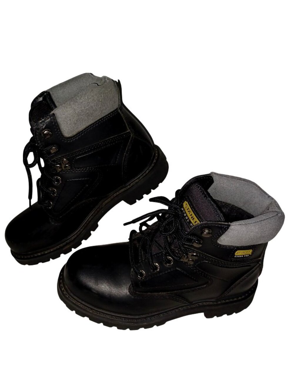 Stanley Steel Toe Black Lug Sole Utility Work RuggedChunky Work Boots Mens 6